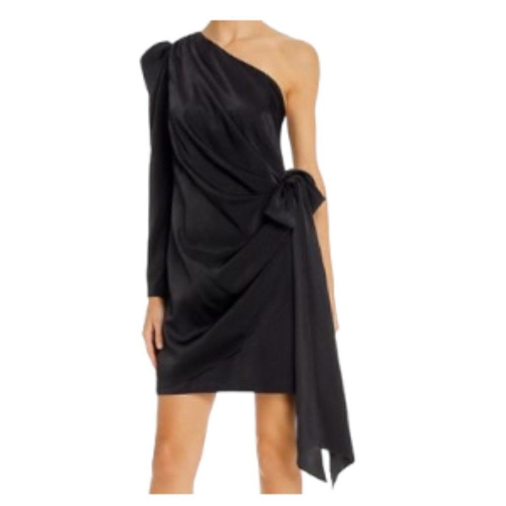 Aidan Mattox Draped Cocktail Dress Black 6 NWT